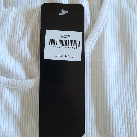 bebe White Ribbed Top - NWT - Picture 14 of 14